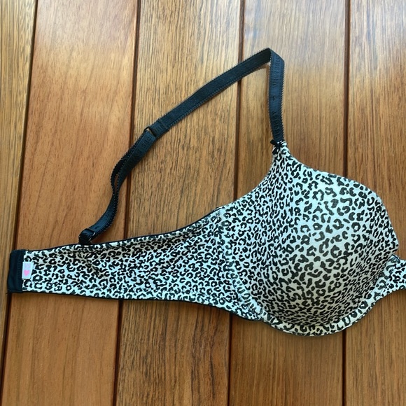 Victoria secret cotton bra 36C cheetah leopard animal print black cream NWOT - Picture 2 of 6